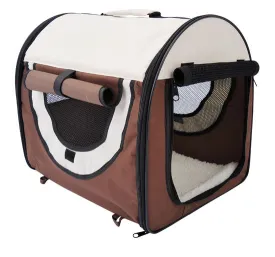 Folding Fabric Soft Pet Crate, 46Lx36Wx41H cm-Brown