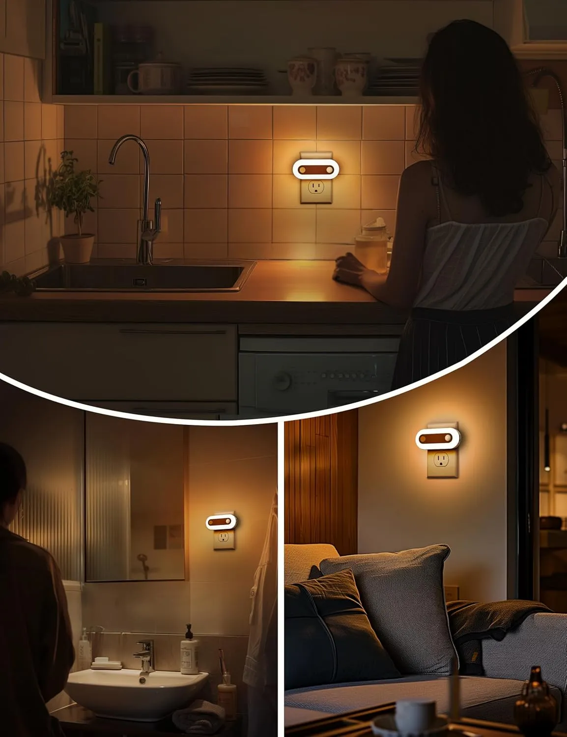 Fulighture Motion Sensor Night Light Pulg Into Wall, 2 Pack Dusk to Dawn Sensor and Motion Sensor Night Light, 30/60/100 LM Dimmable Nightlights for Home Decor, Hallway, Bedroom, Kids Room, Stairway