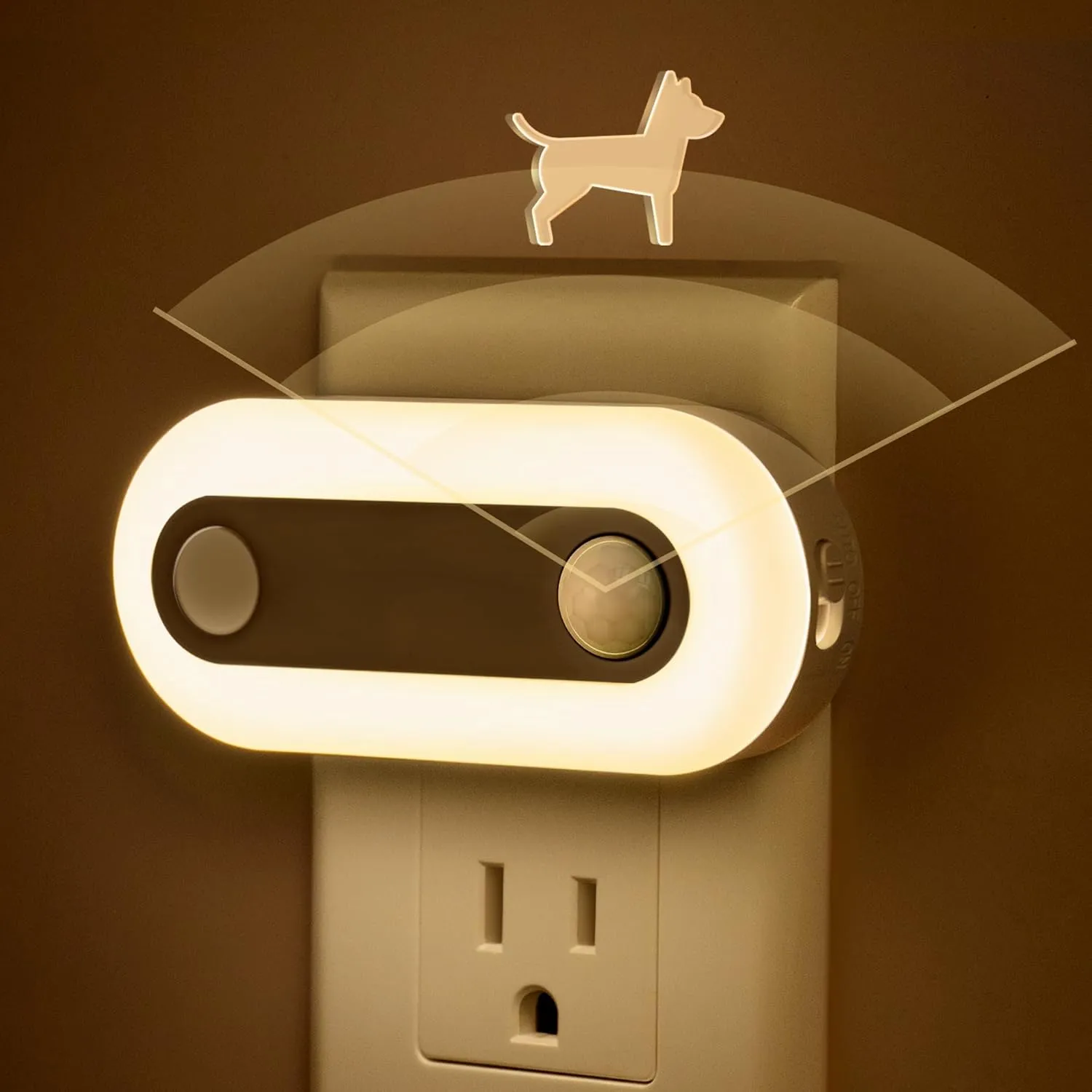 Fulighture Motion Sensor Night Light Pulg Into Wall, 2 Pack Dusk to Dawn Sensor and Motion Sensor Night Light, 30/60/100 LM Dimmable Nightlights for Home Decor, Hallway, Bedroom, Kids Room, Stairway