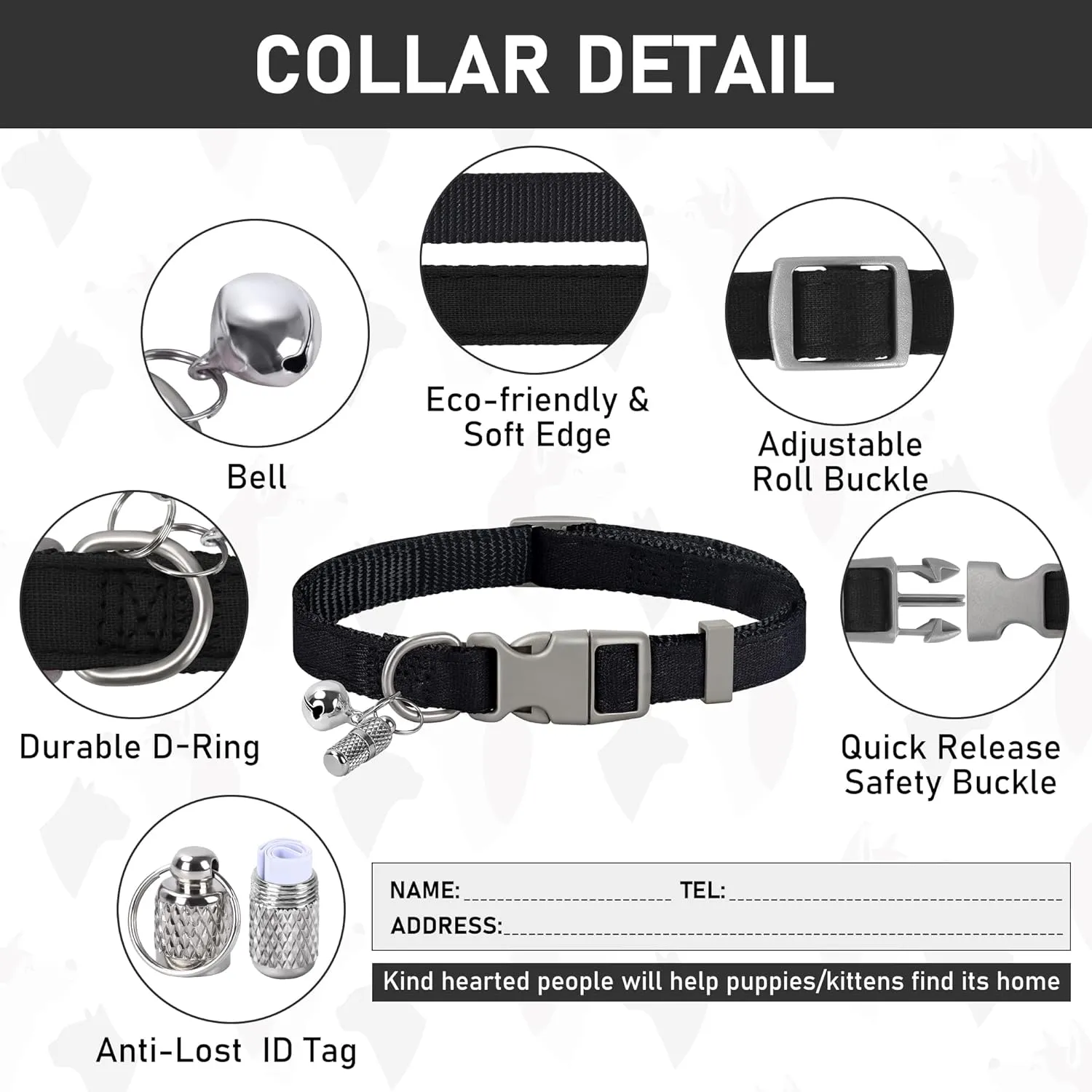 GAMUDA Small Dog Harness Collar and Leash Set, Step in No Chock No Pull Linen Fabric Soft Mesh Dog Vest Harnesses Reflective for Dogs Puppy Cats Kitten Rabbit (Black, M)