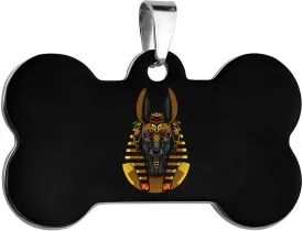 Gold Anubis Head Pet ID Tag Stainless Steel Dog Tags Cat Tags Personalized Collar Tags Pet Accessories Bone Shape