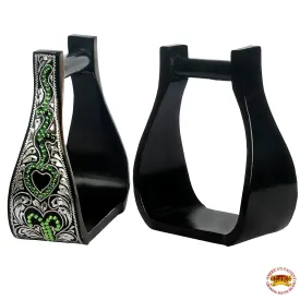 HILASON Horse Western Saddle Engraved Metal Roper Stirrups | Engraved Metal Horse Stirrups | Western tack stirrups | Western Roper Stirrups | Trail Riding Saddle Stirrups