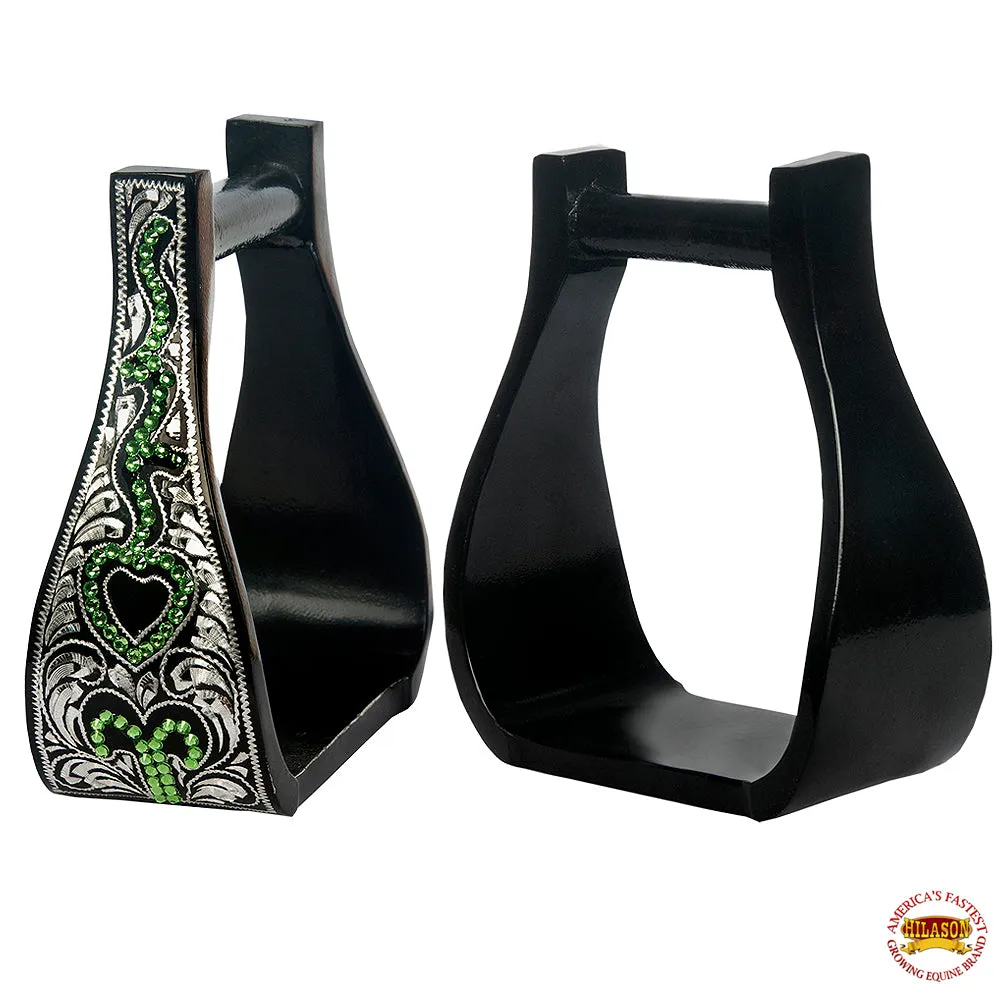 HILASON Horse Western Saddle Engraved Metal Roper Stirrups | Engraved Metal Horse Stirrups | Western tack stirrups | Western Roper Stirrups | Trail Riding Saddle Stirrups