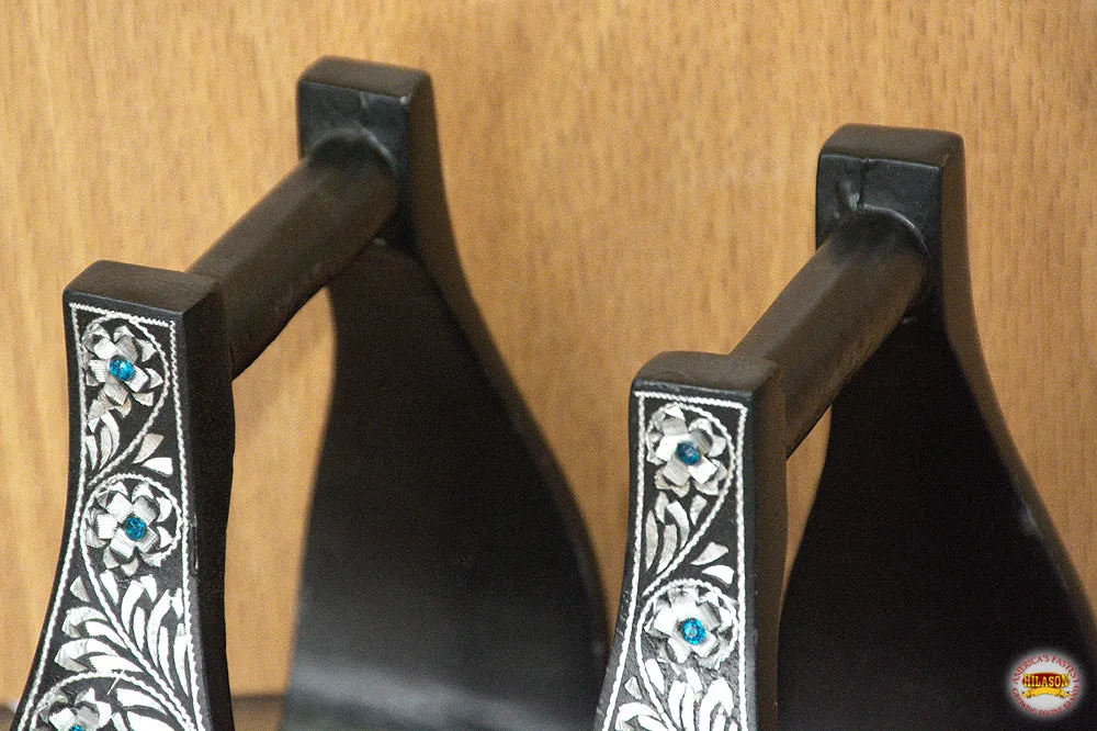 HILASON Horse Western Saddle Engraved Metal Roper Stirrups | Engraved Metal Stirrups | Horse Riding Stirrups | Roping Stirrups | Trail Riding Stirrups | Metal Saddle Stirrups