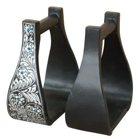 HILASON Horse Western Saddle Engraved Metal Roper Stirrups | Engraved Metal Stirrups | Horse Riding Stirrups | Roping Stirrups | Trail Riding Stirrups | Metal Saddle Stirrups