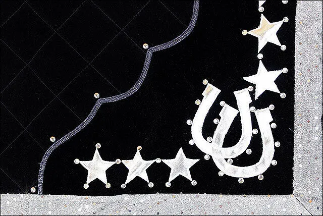 Hilason Western Horse Shoe & Stars Show Barrel Racing Rodeo Saddle Blanket Black