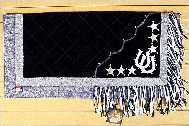 Hilason Western Horse Shoe & Stars Show Barrel Racing Rodeo Saddle Blanket Black