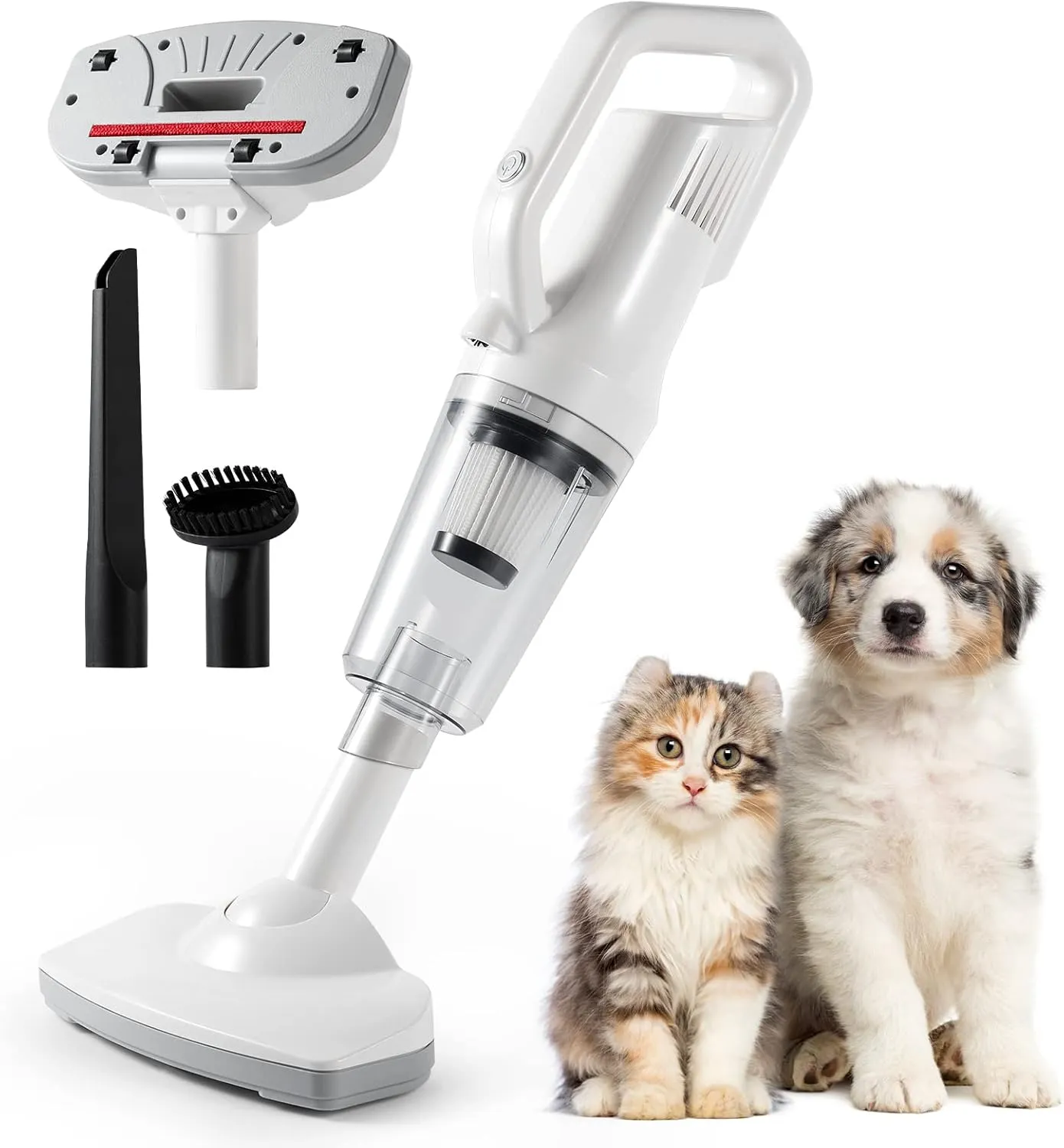 iPettie Cordless Pet Hair Vacuum 12000 PA Powerful Suction with LED Light, 4 Different Nozzles, Cat Hair or Dog Hair Vacuum for Shedding, Portable Handheld Vacuum for Pet Hair