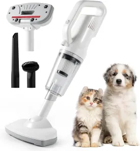 iPettie Cordless Pet Hair Vacuum 12000 PA Powerful Suction with LED Light, 4 Different Nozzles, Cat Hair or Dog Hair Vacuum for Shedding, Portable Handheld Vacuum for Pet Hair