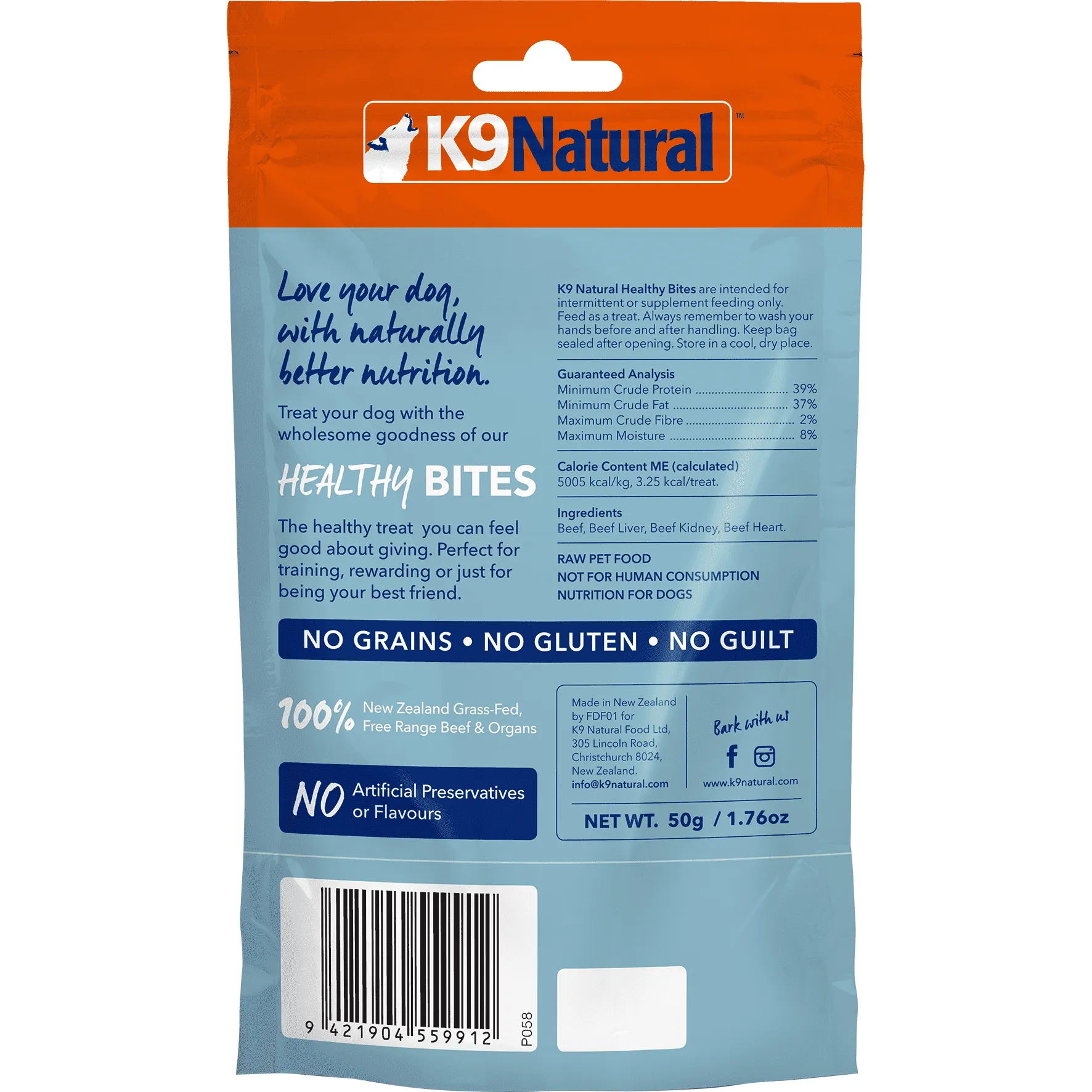 K9 Natural Freeze Dried Beef Healthy Bites Dog Treats