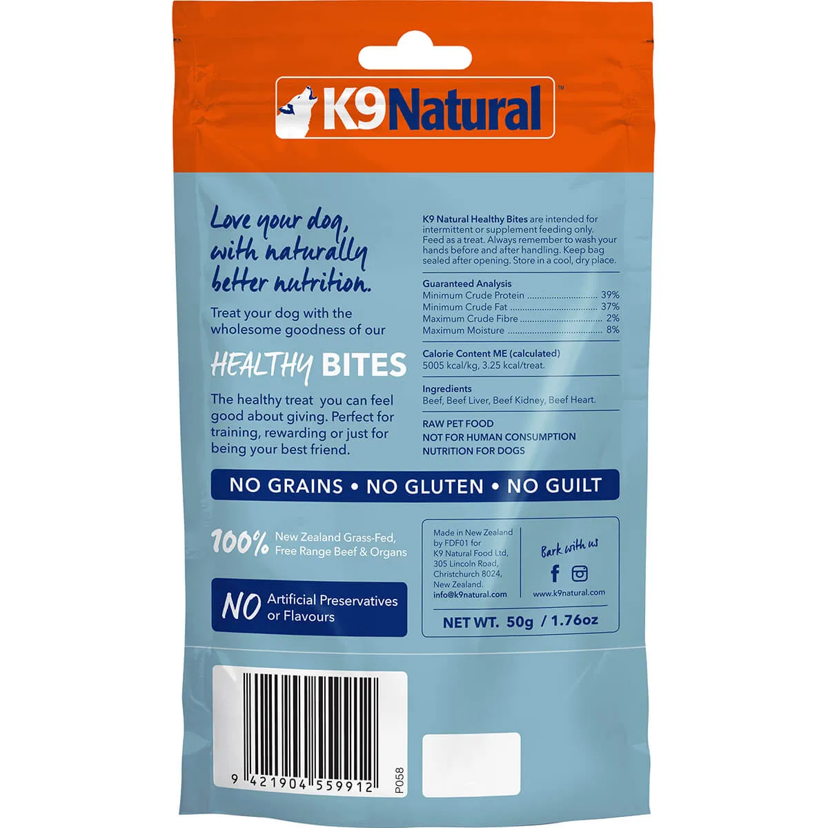 K9 Natural Freeze Dried Beef Healthy Bites Dog Treats