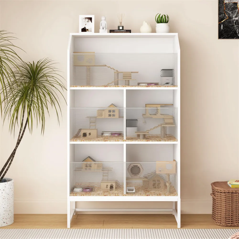 Large Wooden Hamster Cage with 3-Tier Storage Cabinet and Openable Top