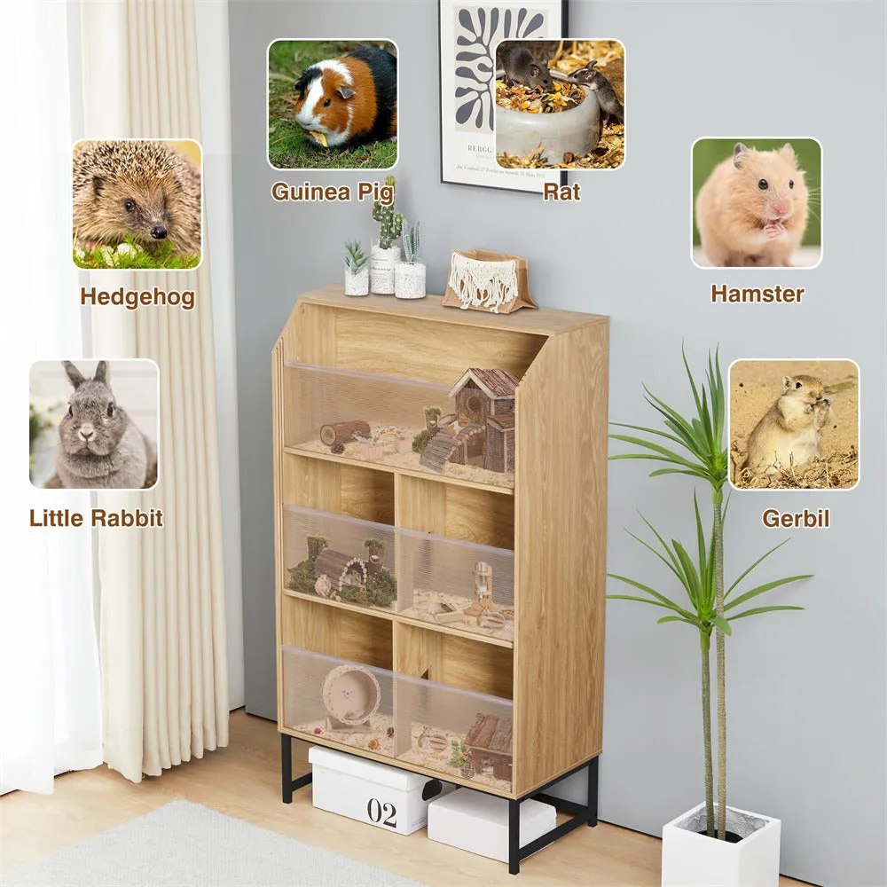 Large Wooden Hamster Cage with 3-Tier Storage Cabinet and Openable Top