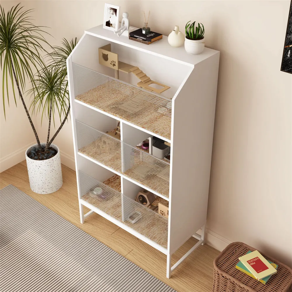 Large Wooden Hamster Cage with 3-Tier Storage Cabinet and Openable Top
