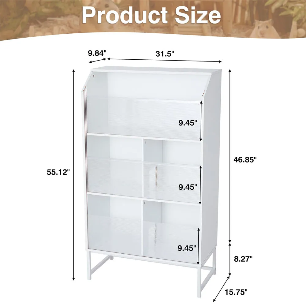 Large Wooden Hamster Cage with 3-Tier Storage Cabinet and Openable Top