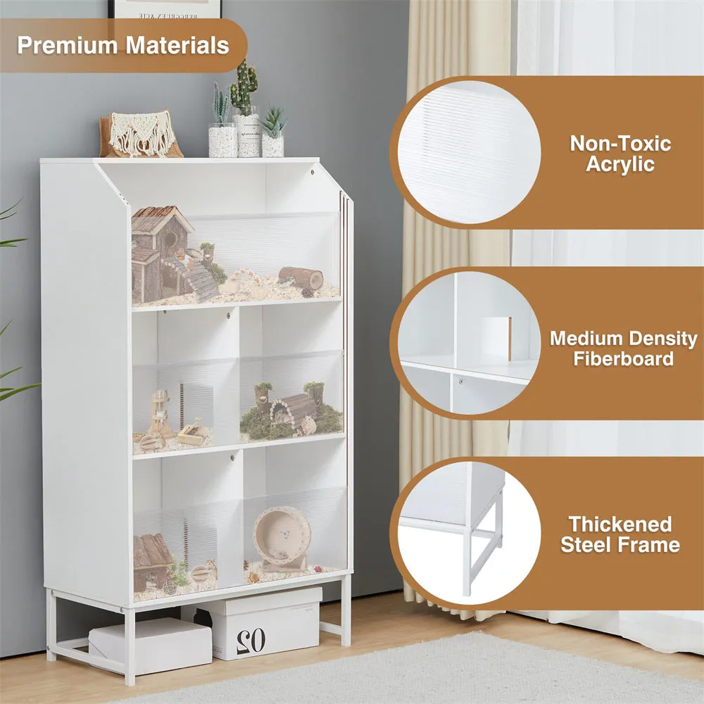 Large Wooden Hamster Cage with 3-Tier Storage Cabinet and Openable Top