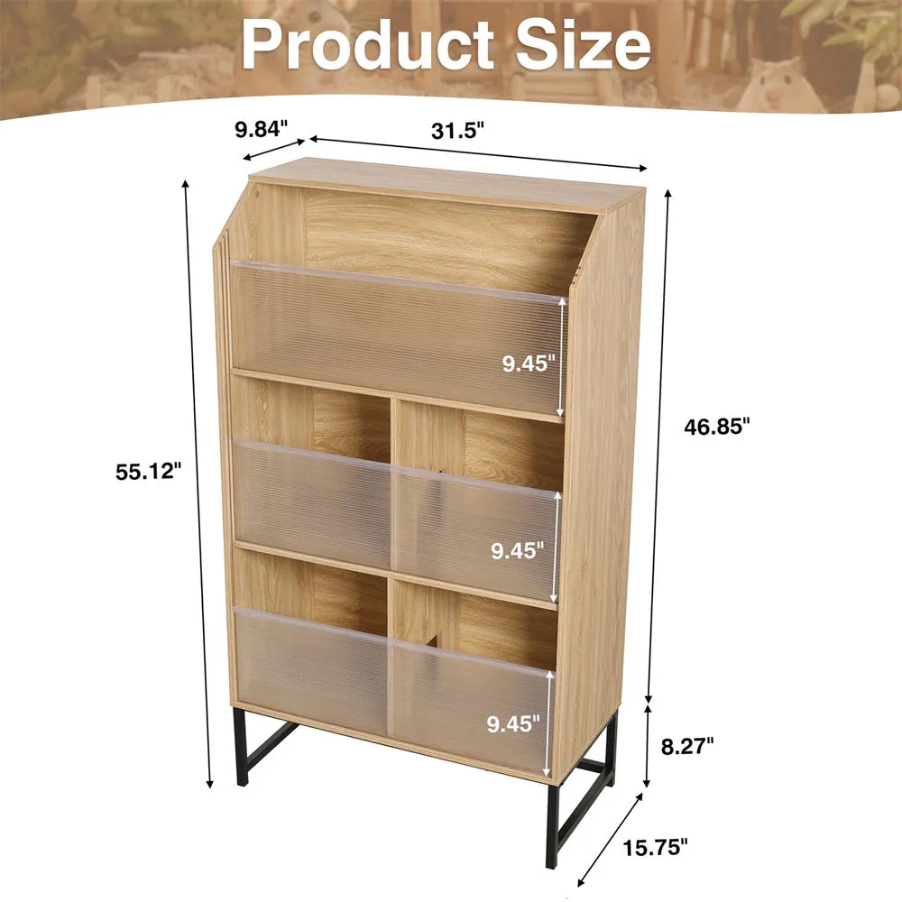 Large Wooden Hamster Cage with 3-Tier Storage Cabinet and Openable Top