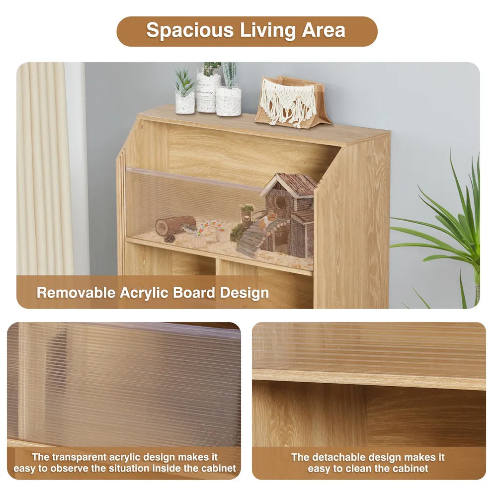 Large Wooden Hamster Cage with 3-Tier Storage Cabinet and Openable Top