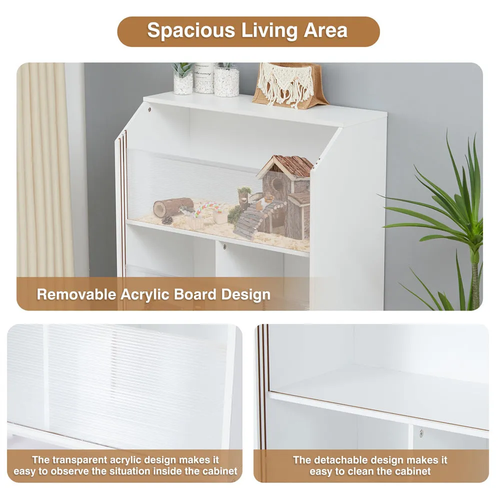 Large Wooden Hamster Cage with 3-Tier Storage Cabinet and Openable Top