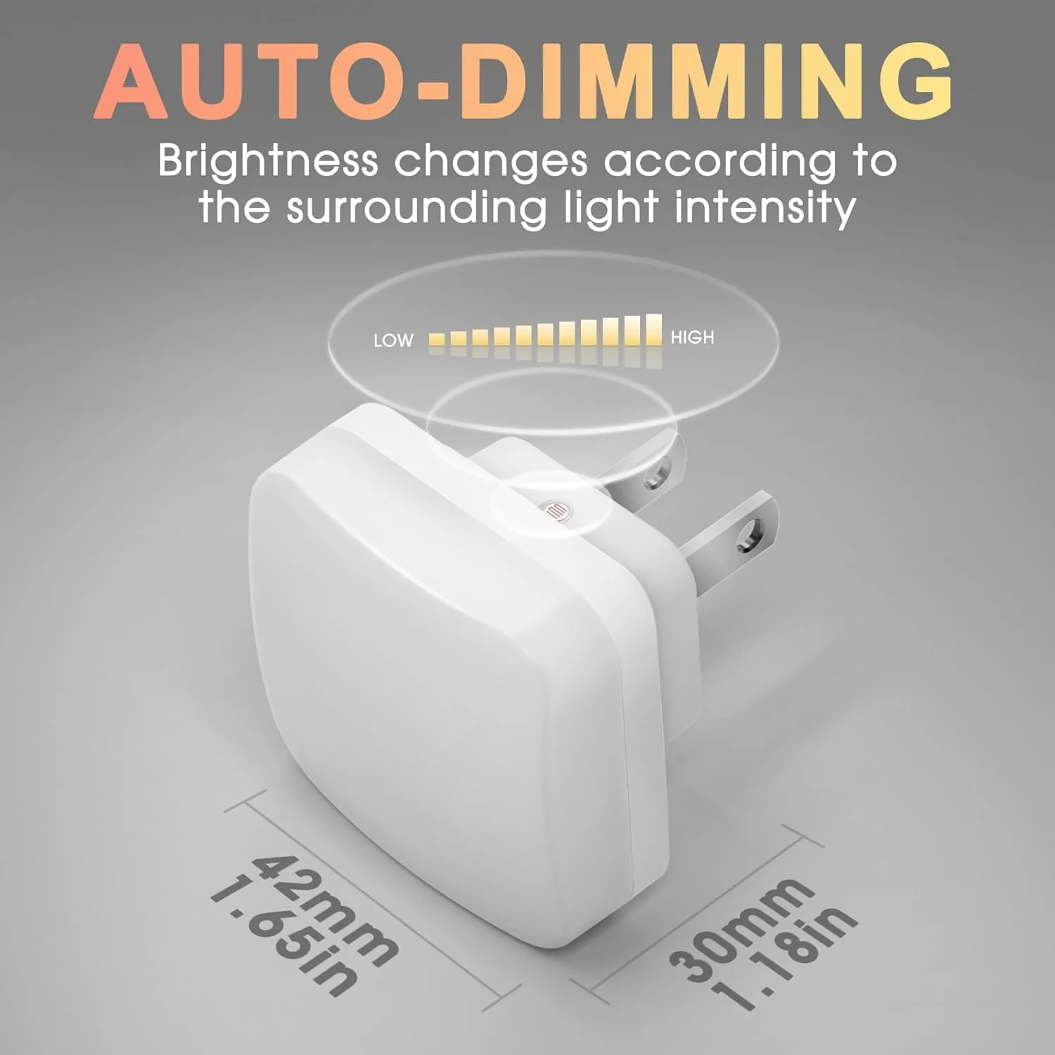 LED Night Light Plug into Wall, 2 Pack, Nightlights With Light Sensor Dusk to Dawn, 0.3W Square Plug in Night Lights for Kids, 3000K Warm White Night Light for Travel Bathroom Bedroom Kitchen