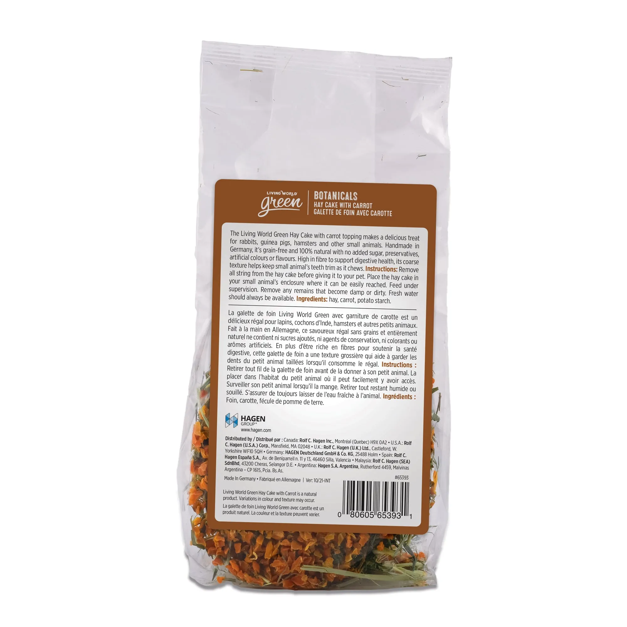 Living World Green Botanicals Hay Cake - Carrot - 75 g (2.6 oz)