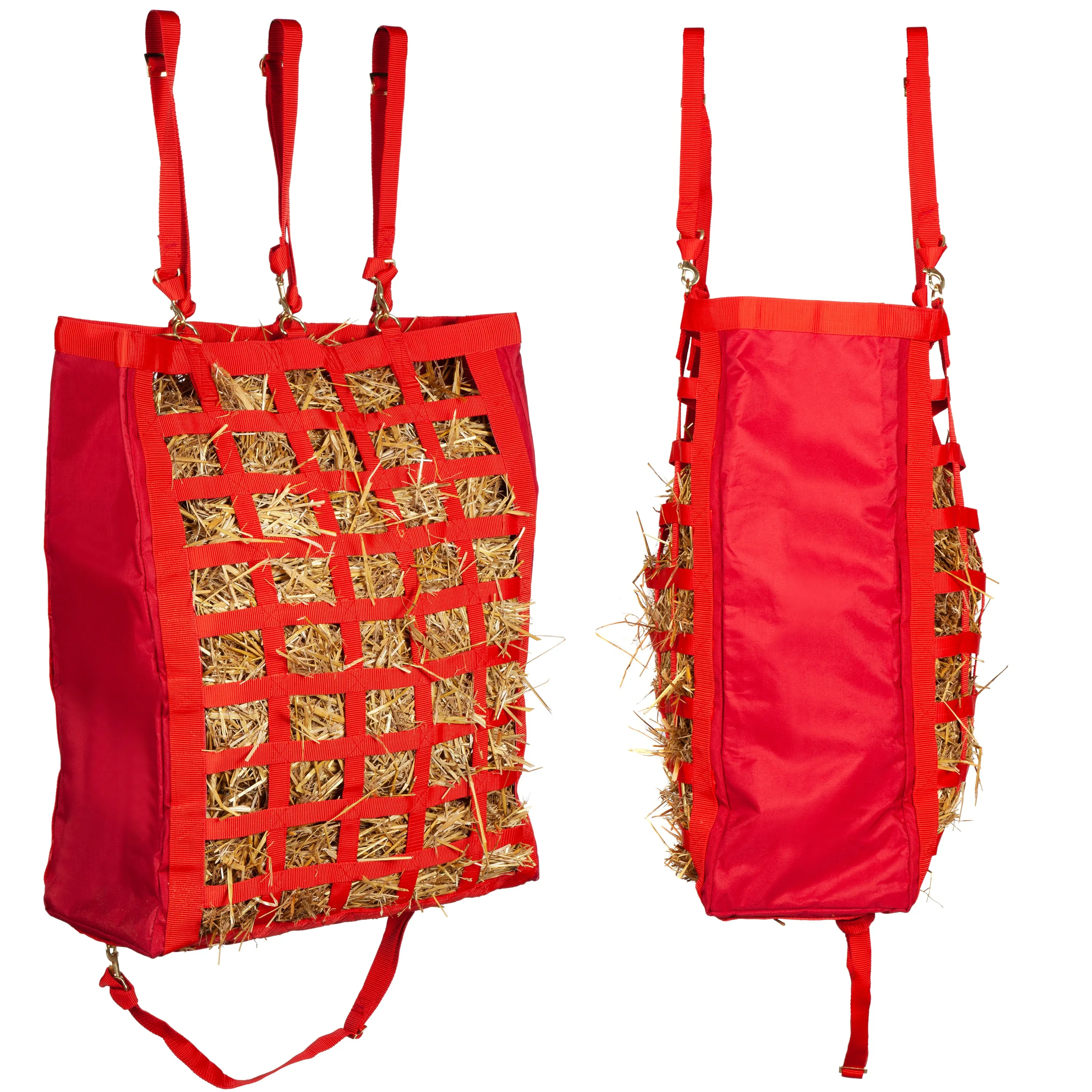 Majestic Ally 2 Side Open 28"x22"x10" Slow Feed Hay Bag for Horses, Adjustable Travel Feeder for Trailer and Stall, Available in 4 Colors
