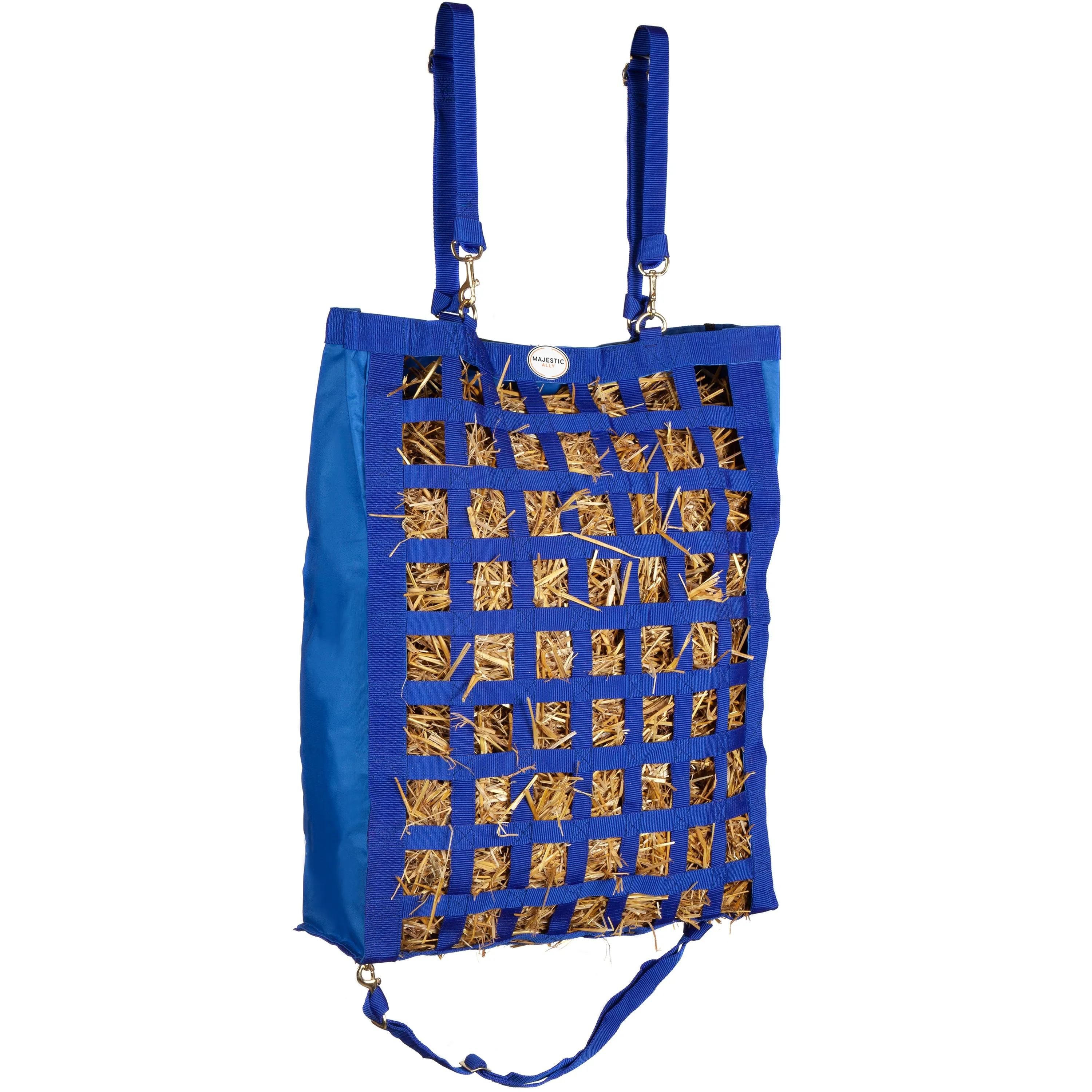 Majestic Ally Nylon Fabric 27"x21'x7.5" Slow Feeder Hay Bag for Horses and small Animals With Adjustable Travel Feeder for Trailer and Stall Comes in 4 Colors