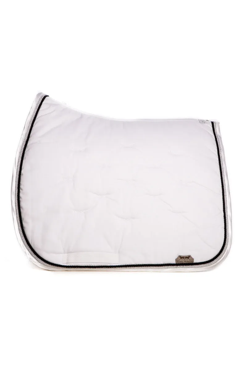 Marta Morgan Cotton Saddle Blanket (White Cotton Black and Silver Trim)