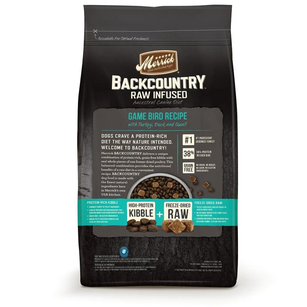 Merrick Backcountry Raw Infused Game Bird Recipe Grain Free Dry Dog Food