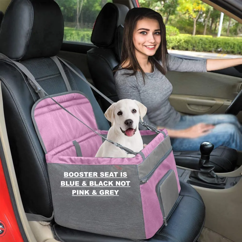 New WINNER OUTFITTERS Pet Booster Seat with Dog Blanket for Dogs and Cats, colour is Black & Blue not Pink & grey!