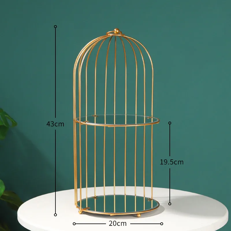 Nordic Simple Wrought Iron Golden Bird Cage Multi-Layer Rack