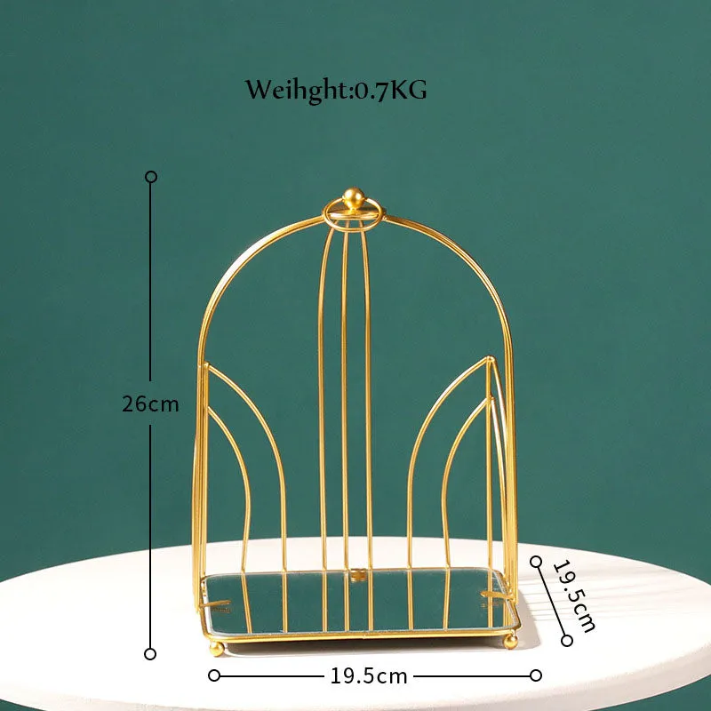 Nordic Simple Wrought Iron Golden Bird Cage Multi-Layer Rack