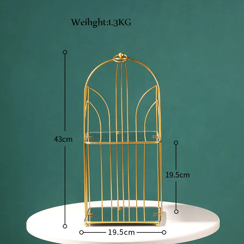 Nordic Simple Wrought Iron Golden Bird Cage Multi-Layer Rack