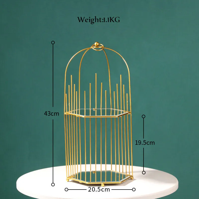 Nordic Simple Wrought Iron Golden Bird Cage Multi-Layer Rack