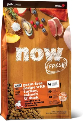 Now Fresh Grain-Free, Dry Dog Food, Real Meat and Fish, Turkey, Salmon and Duck Senior Recipe, All Breed Size, 22 lb Bag