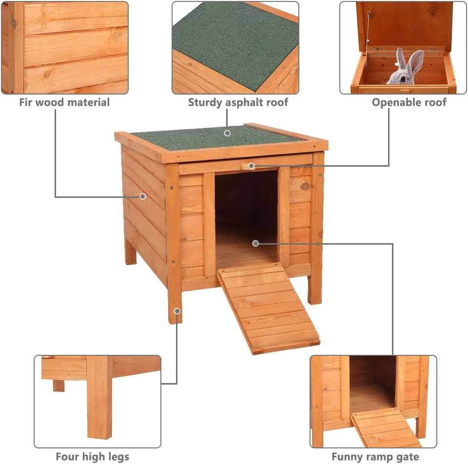 Outdoor Wooden Chicken Coop,Multi-Level Hen House, WaterproofPet Rabbit Hutch Chiken Coop Cage Hen House Poultry Cage with Ramps, Run, Nesting Box, Wire Fence (20'')