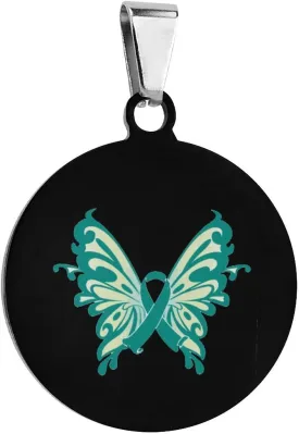 Ovarian Cancer Awareness Butterfly Dog Tags for Pets Personalized Cute Dog Name ID Tags Stainless Steel Dog Collar Tag