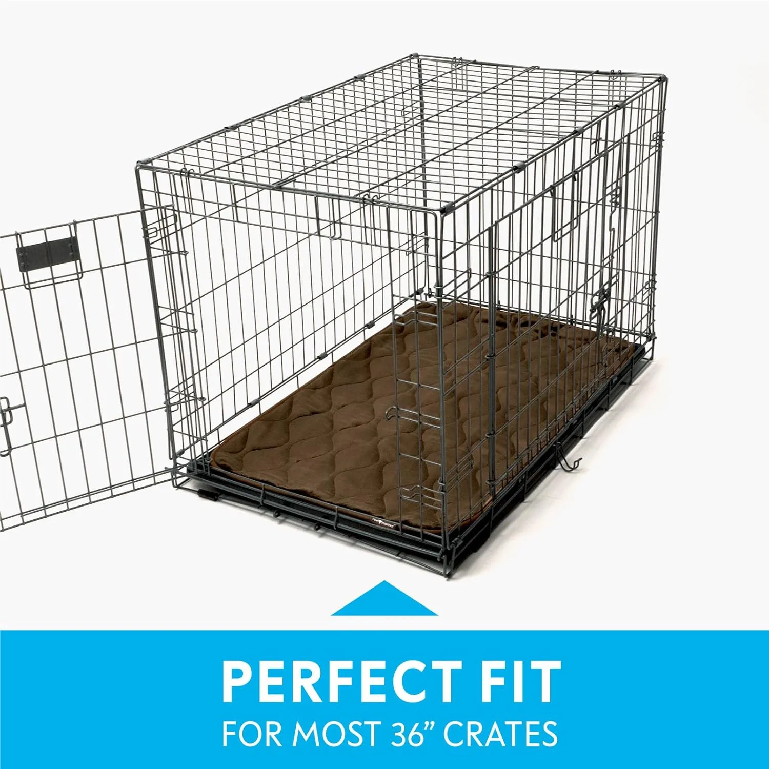 Paw Inspired Washable Padded Crate Mats for Dogs | 35 x 22 Pad, Fits 36-inch Kennels | Leakproof, Waterproof Bottom, Plush Pet Beds (Dark Brown)