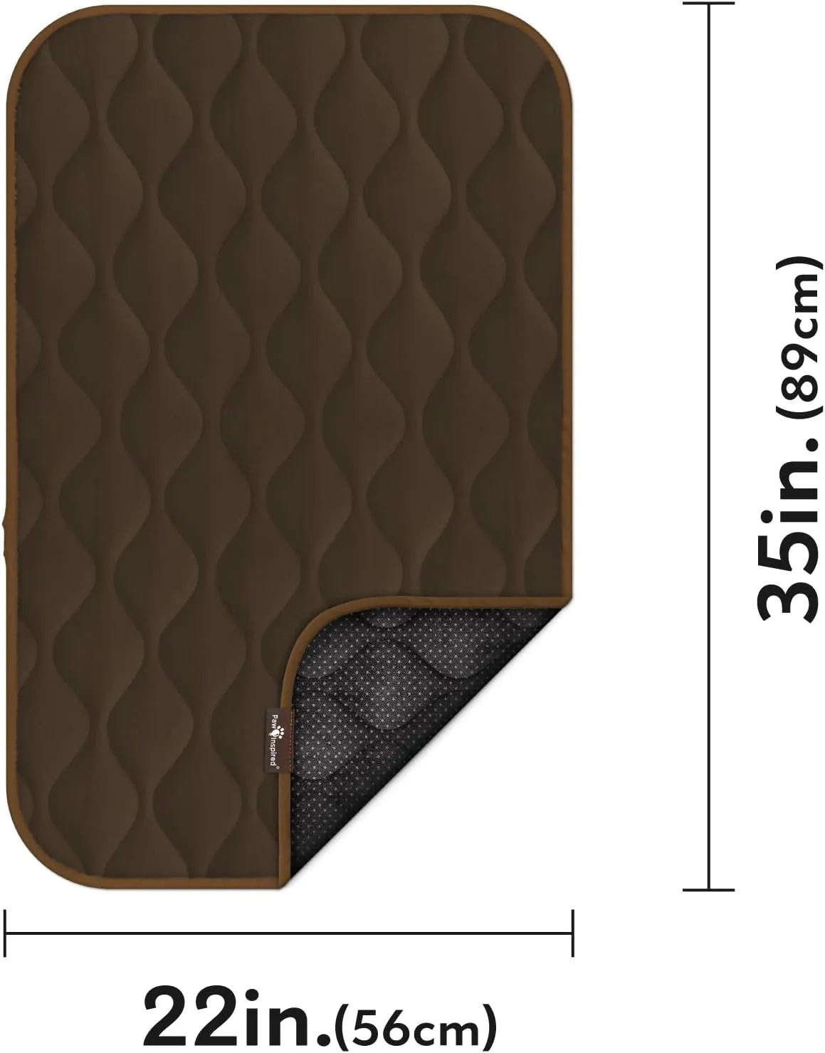 Paw Inspired Washable Padded Crate Mats for Dogs | 35 x 22 Pad, Fits 36-inch Kennels | Leakproof, Waterproof Bottom, Plush Pet Beds (Dark Brown)