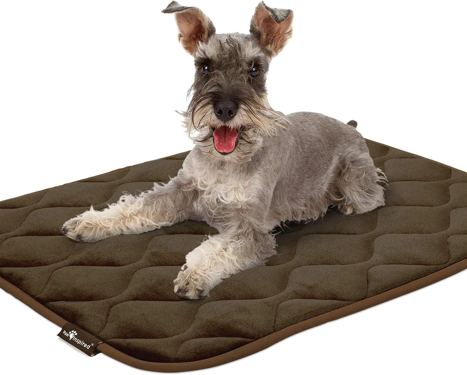 Paw Inspired Washable Padded Crate Mats for Dogs | 35 x 22 Pad, Fits 36-inch Kennels | Leakproof, Waterproof Bottom, Plush Pet Beds (Dark Brown)