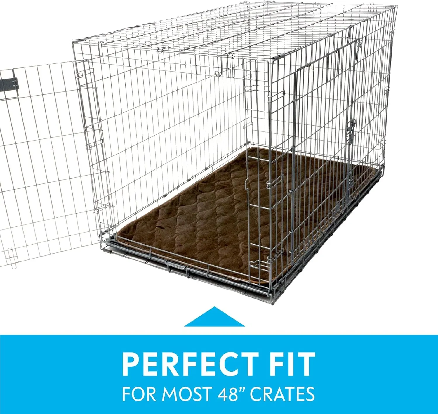 Paw Inspired Washable Padded Crate Mats for Dogs | 47 x 29 Pad, Fits 48-inch Kennels | Leakproof, Waterproof Bottom, Plush Pet Beds (Dark Brown)