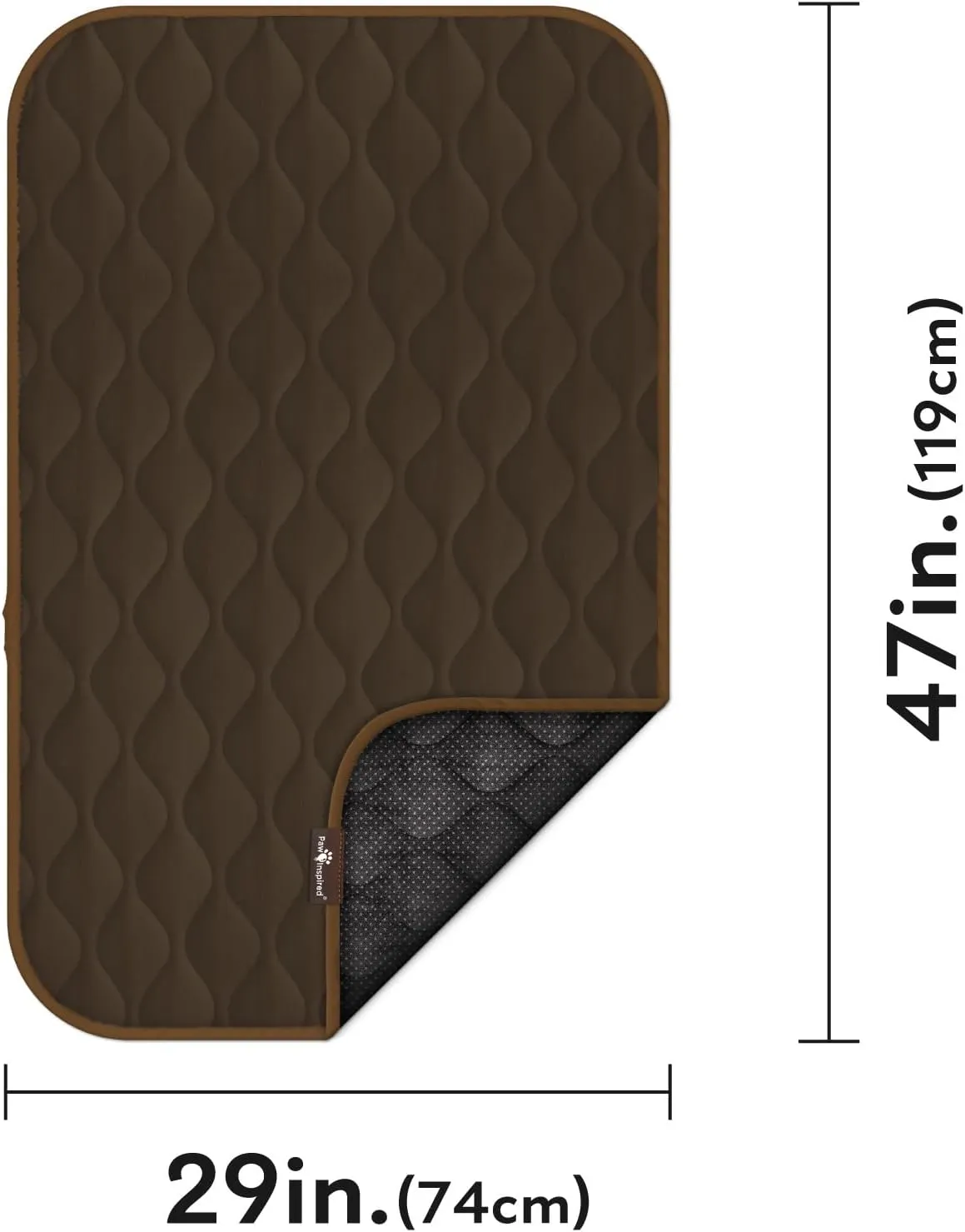 Paw Inspired Washable Padded Crate Mats for Dogs | 47 x 29 Pad, Fits 48-inch Kennels | Leakproof, Waterproof Bottom, Plush Pet Beds (Dark Brown)