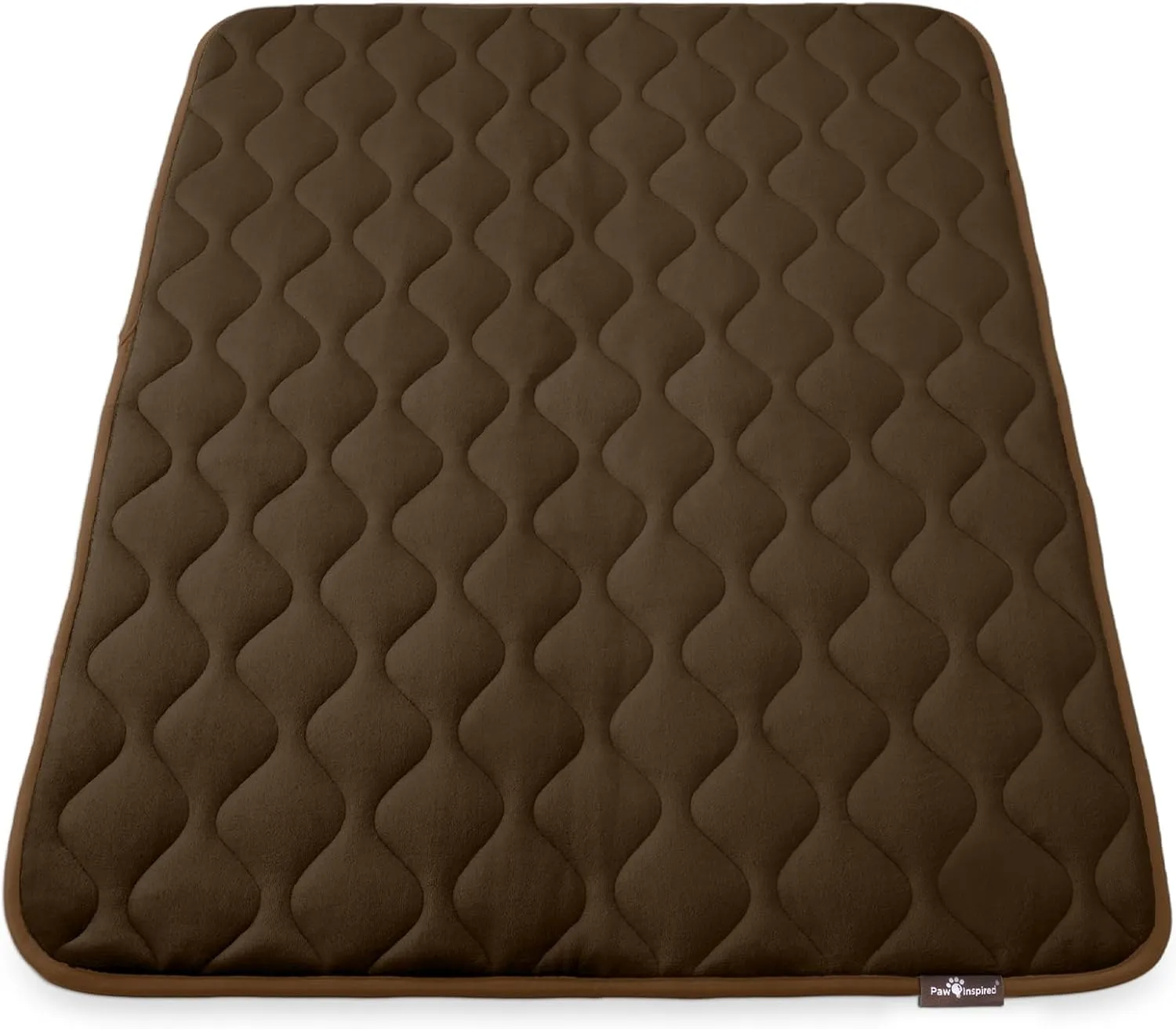 Paw Inspired Washable Padded Crate Mats for Dogs | 47 x 29 Pad, Fits 48-inch Kennels | Leakproof, Waterproof Bottom, Plush Pet Beds (Dark Brown)