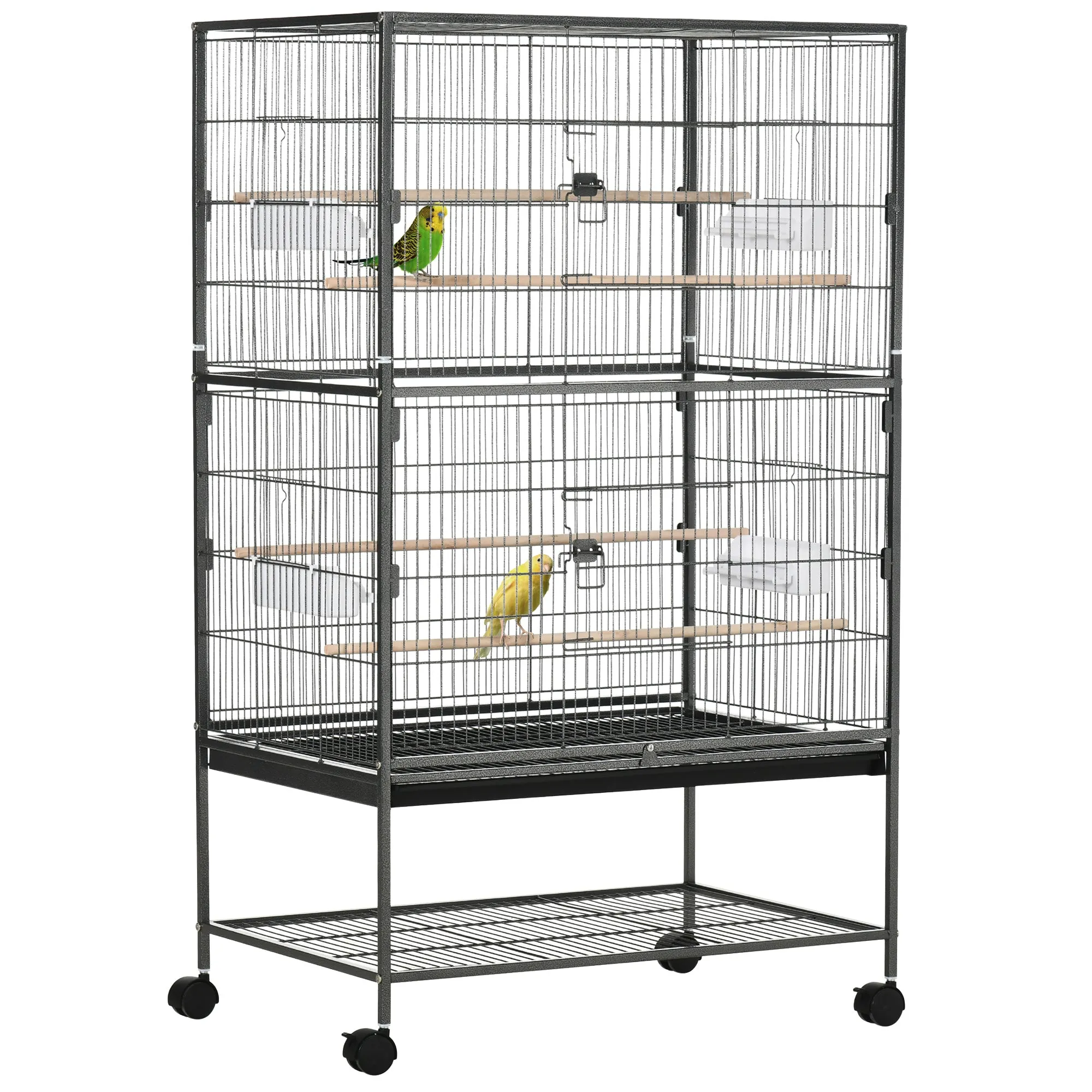 PawHut Large Bird Cage Budgie Cage for Finch Canaries Parrot with Stand Grey
