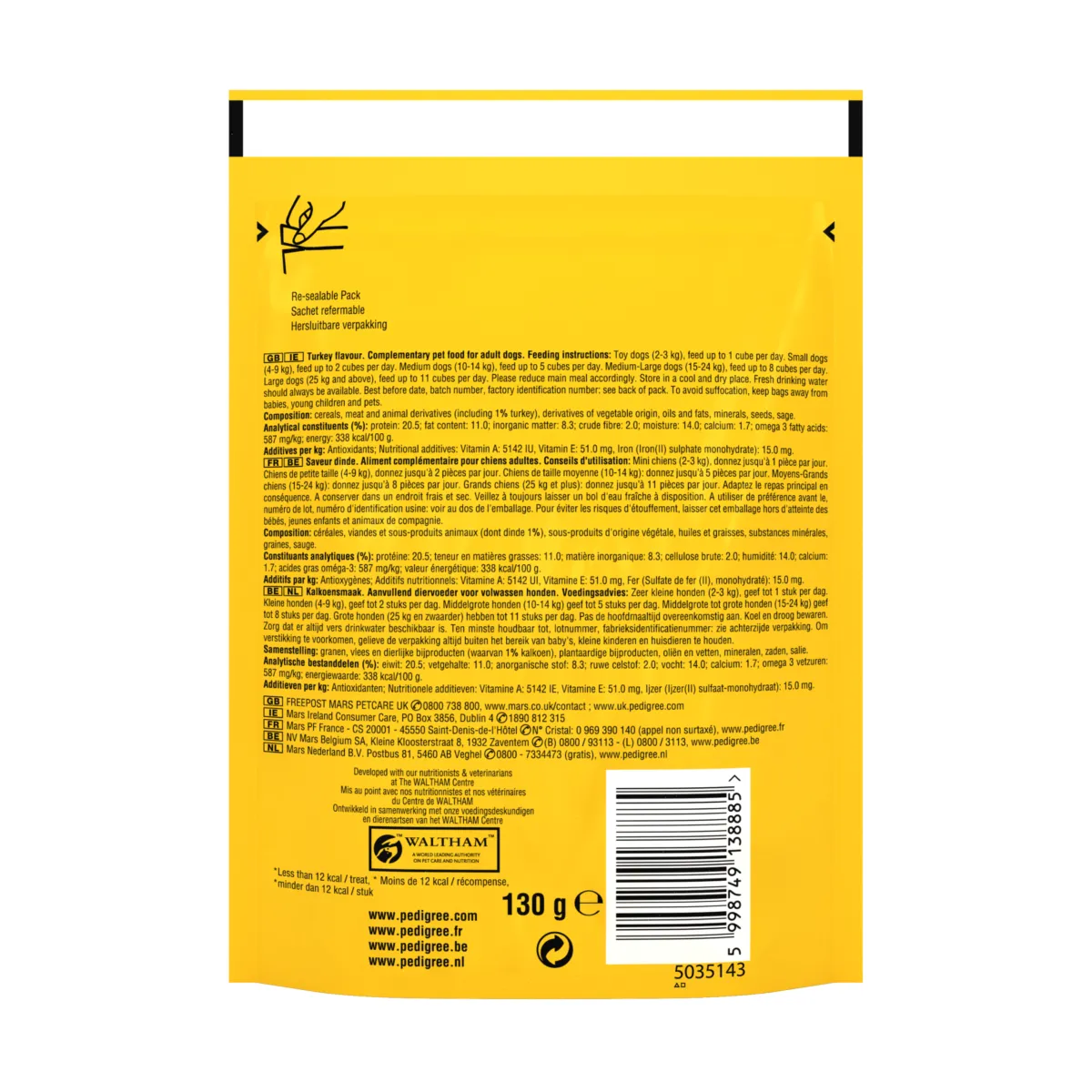 Pedigree | Christmas Turkey Tasty Minis Chewy Cubes 130g | Dog Training Treats