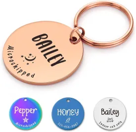 Personalized Dog Tags and Cat Tags Engraved for Pets Durable Stainless Steel Custom Cat and Dog ID Name Tags for Collar (Medium, Rose Gold)