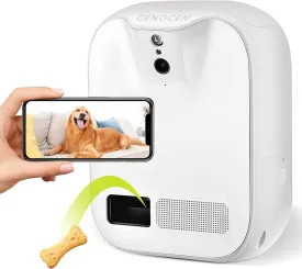 Pet Monitoring Camera Dog Treat Dispenser [New 2023 Pro] Two-Way Audio HD WiFi Dog Camera with 130 View, Remote Tossing App Compatible with iOS, Night Vision, Wall Mounted