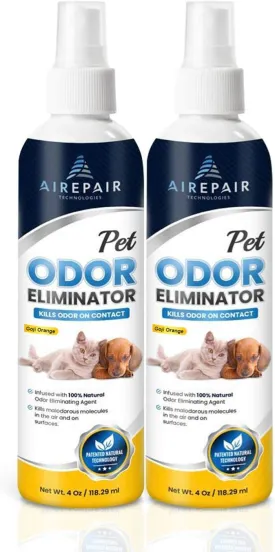 Pet Odor Eliminator for Home-Natural Air Purifier Spray for Cats and Dogs-Deodorizer, Air Freshener- Non-Toxic, Family Safe, Water-Based, Hypoallergenic, Biodegradable Smell (2-Pack, Goji Orange)