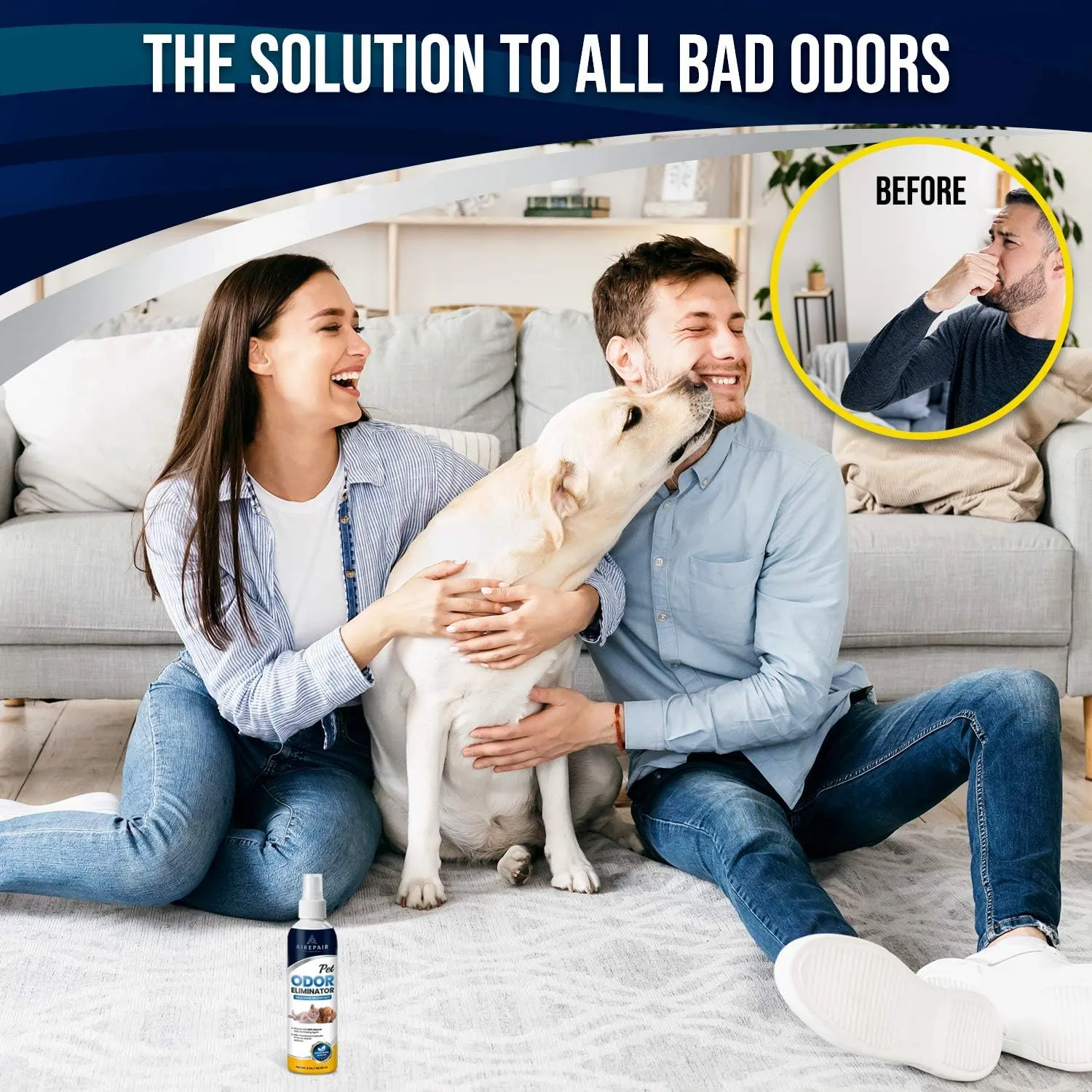 Pet Odor Eliminator for Home-Natural Air Purifier Spray for Cats and Dogs-Deodorizer, Air Freshener- Non-Toxic, Family Safe, Water-Based, Hypoallergenic, Biodegradable Smell (2-Pack, Lemongrass)