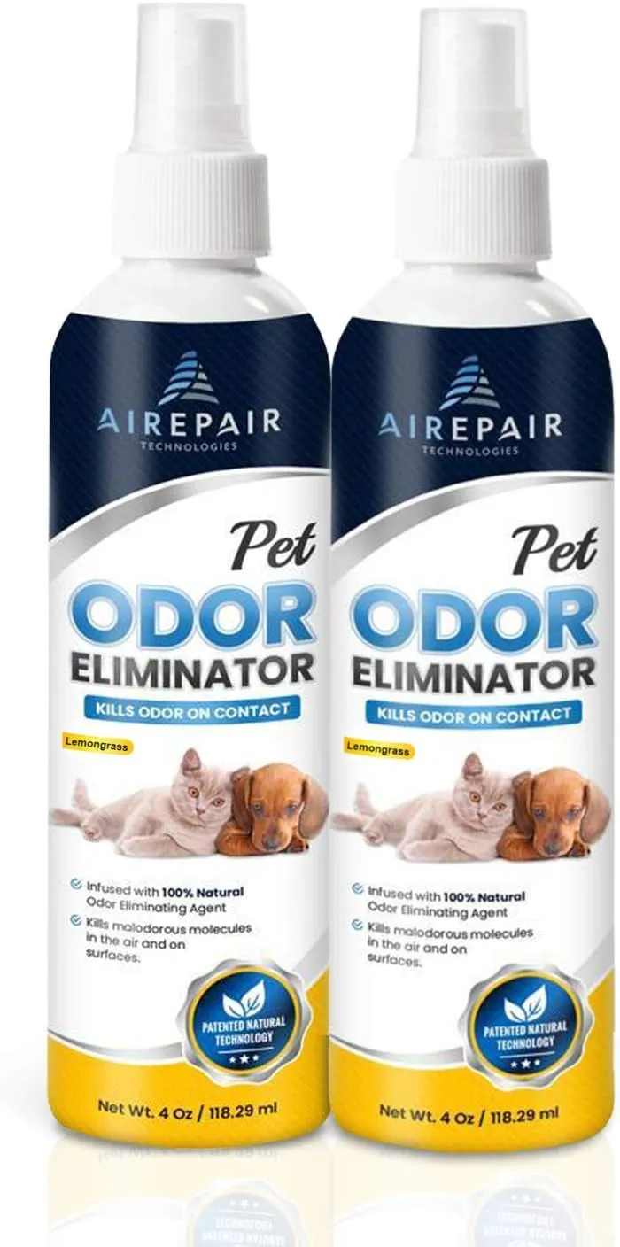 Pet Odor Eliminator for Home-Natural Air Purifier Spray for Cats and Dogs-Deodorizer, Air Freshener- Non-Toxic, Family Safe, Water-Based, Hypoallergenic, Biodegradable Smell (2-Pack, Lemongrass)
